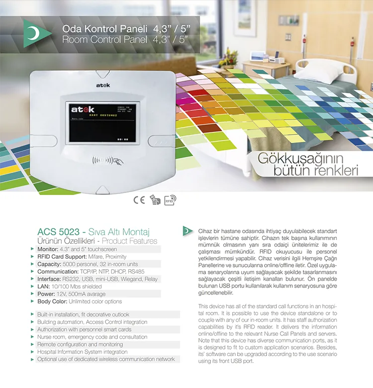 ACS-5023 Oda Kontrol Paneli broşürü